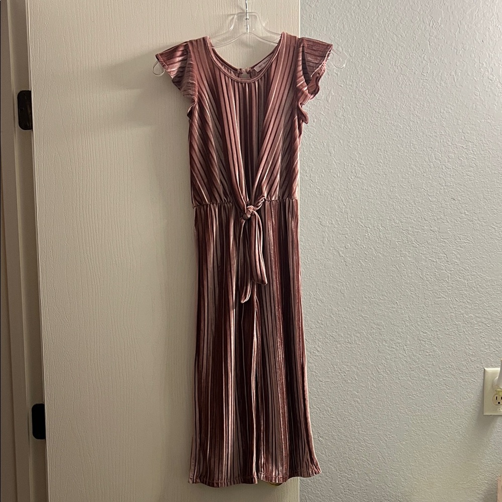 Love Squared Rose-Pink Pleated Tie-Front Maxi One-Piece